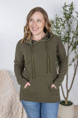 Kacey Ribbed Hoodie - Olive
