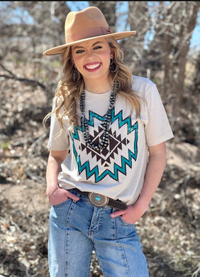 Ashtyn Aztec With Turquoise & Brown Ink