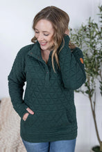 Load image into Gallery viewer, Geometric Button Snap Pullover - Hunter Green