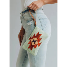 Load image into Gallery viewer, Mini Mint Aztec Wristlet