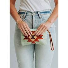 Load image into Gallery viewer, Mini Mint Aztec Wristlet